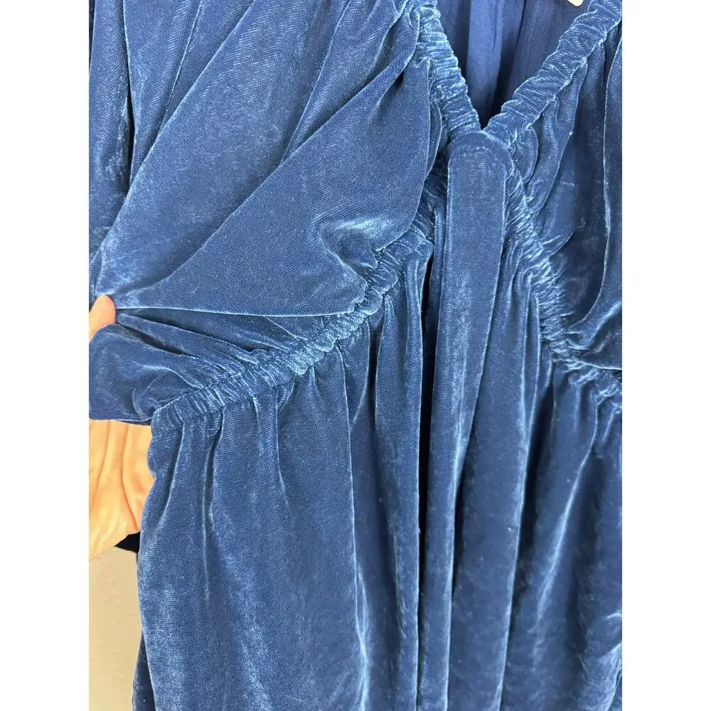 NWT Free People Portia Velvet Deep Blue Mini Dress Womens Size Medium